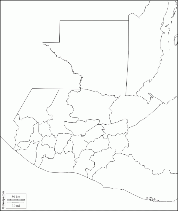 Mapa de Guatemala para colorear